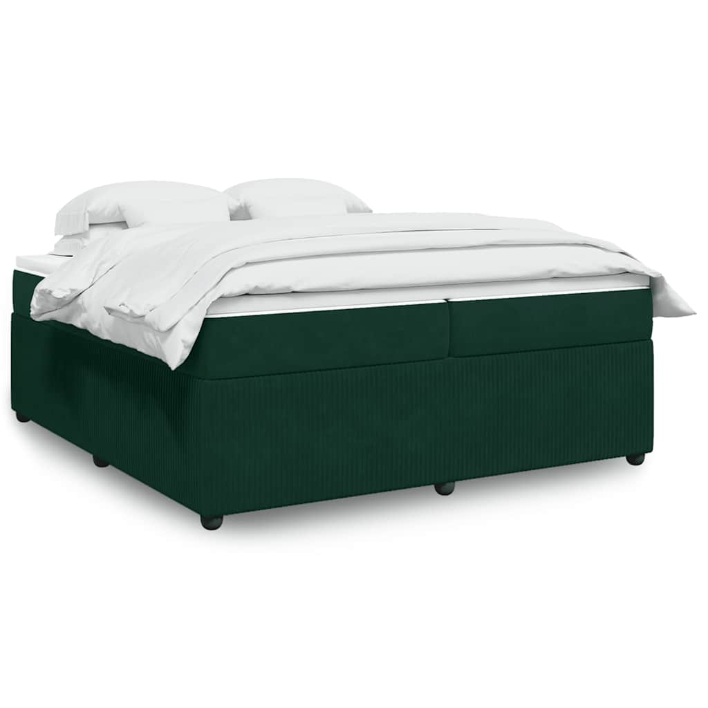 Κρεβάτι Boxspring με Στρώμα Σκούρο Πράσινο 200x200εκ. Βελούδινο