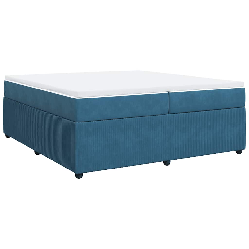 Κρεβάτι Boxspring με Στρώμα Σκούρο Μπλε 200x200 εκ. Βελούδινο