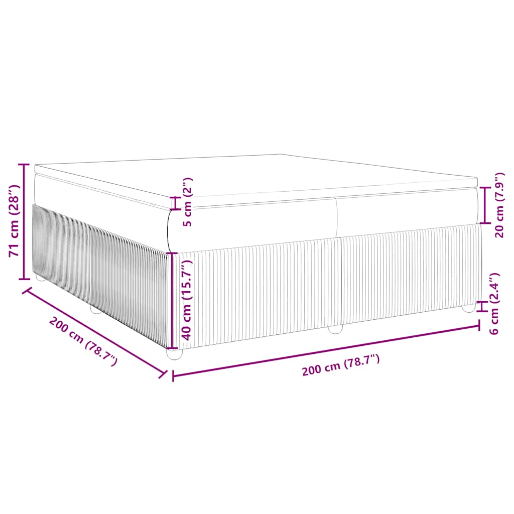 Κρεβάτι Boxspring με Στρώμα Σκούρο Μπλε 200x200 εκ. Βελούδινο