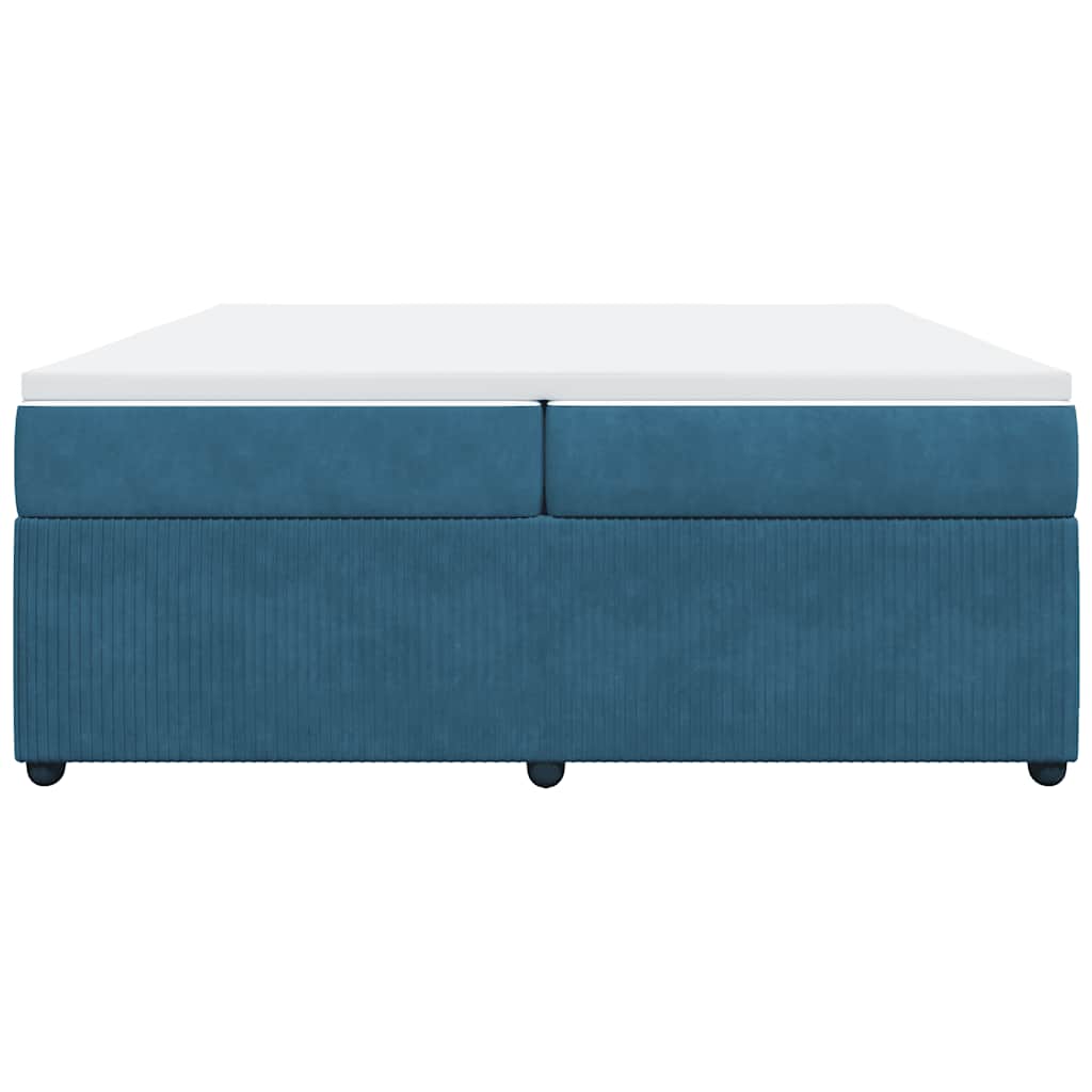 Κρεβάτι Boxspring με Στρώμα Σκούρο Μπλε 200x200 εκ. Βελούδινο