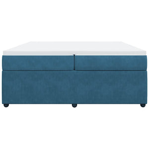 Κρεβάτι Boxspring με Στρώμα Σκούρο Μπλε 200x200 εκ. Βελούδινο