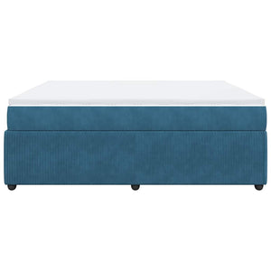 Κρεβάτι Boxspring με Στρώμα Σκούρο Μπλε 200x200 εκ. Βελούδινο