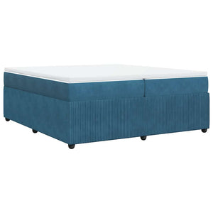 Κρεβάτι Boxspring με Στρώμα Σκούρο Μπλε 200x200 εκ. Βελούδινο