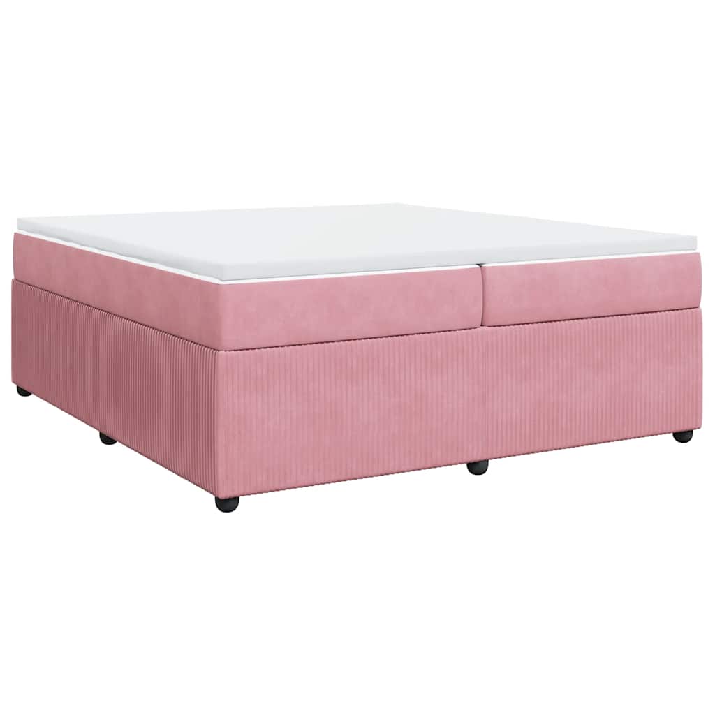 Κρεβάτι Boxspring με Στρώμα Ροζ 200x200 εκ. Βελούδινο - Pakobazaar