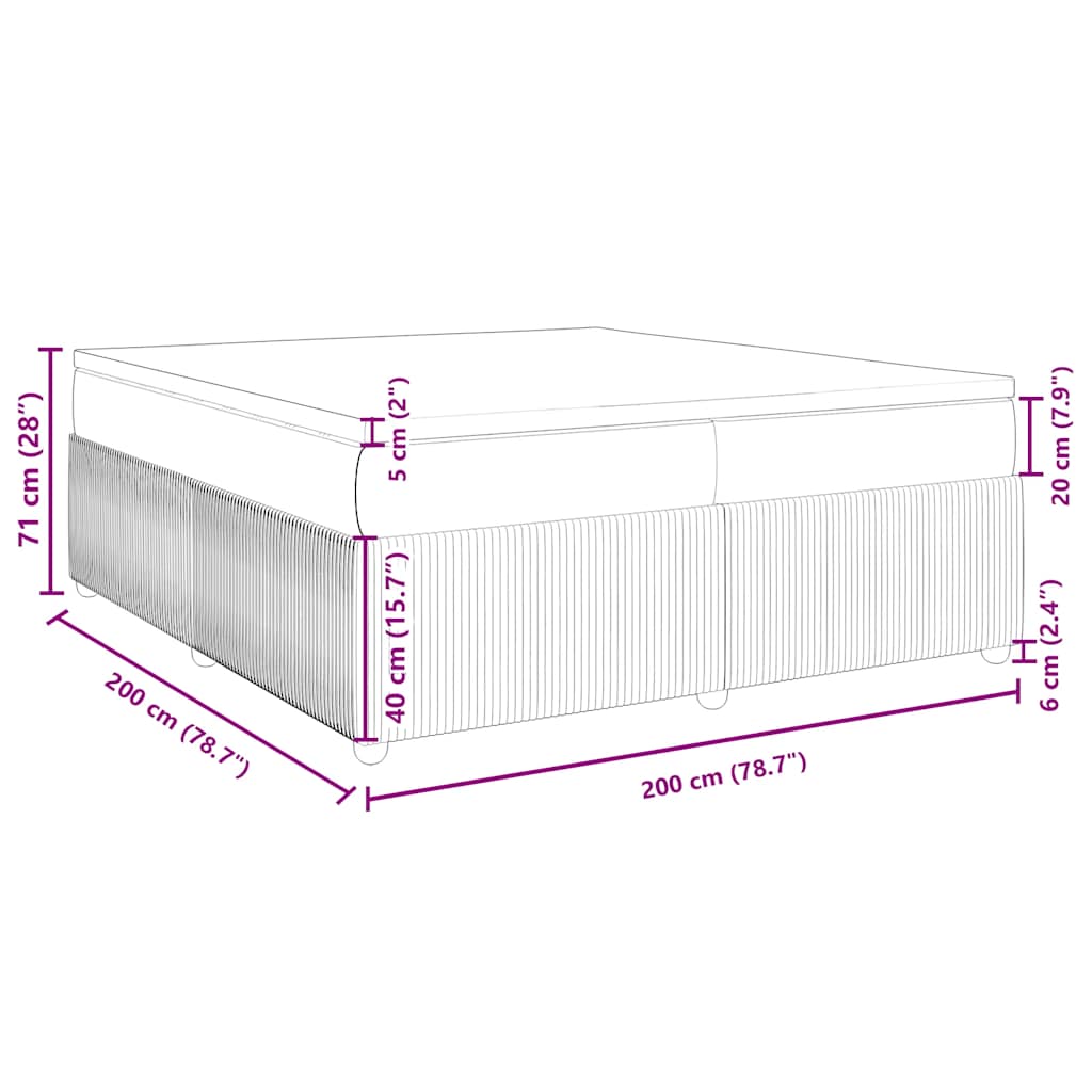 Κρεβάτι Boxspring με Στρώμα Ροζ 200x200 εκ. Βελούδινο - Pakobazaar