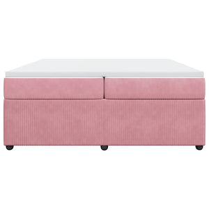 Κρεβάτι Boxspring με Στρώμα Ροζ 200x200 εκ. Βελούδινο - Pakobazaar