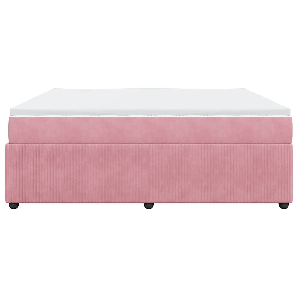 Κρεβάτι Boxspring με Στρώμα Ροζ 200x200 εκ. Βελούδινο - Pakobazaar