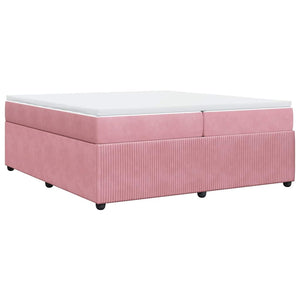 Κρεβάτι Boxspring με Στρώμα Ροζ 200x200 εκ. Βελούδινο - Pakobazaar
