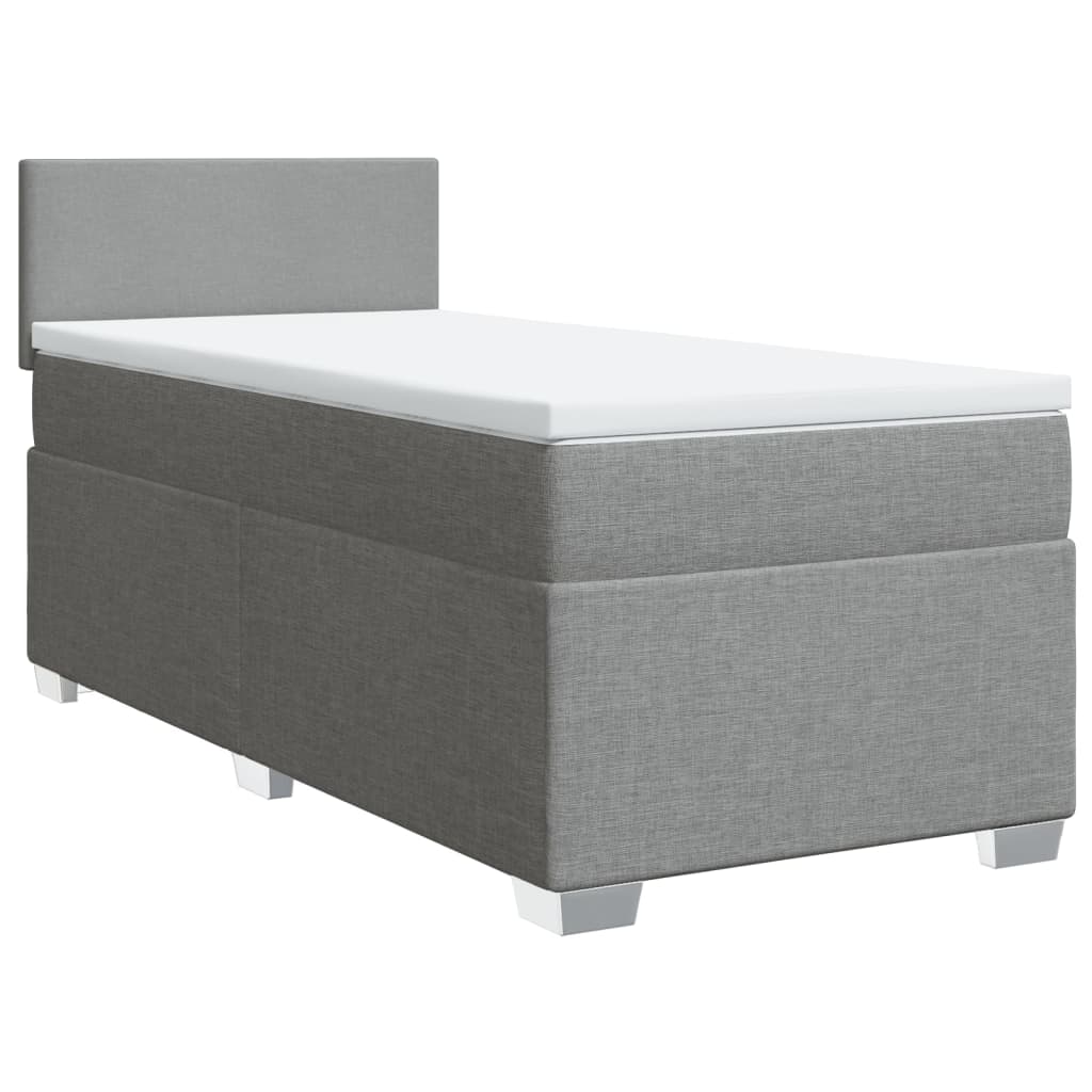 Κρεβάτι Boxspring με Στρώμα Ανοιχτό Γκρι 80x200 εκ. Υφασμάτινο - Pakobazaar