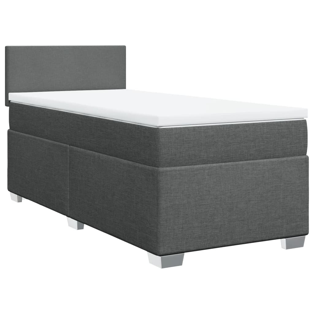 Κρεβάτι Boxspring με Στρώμα Σκούρο Γκρι 80x200 εκ. Υφασμάτινο