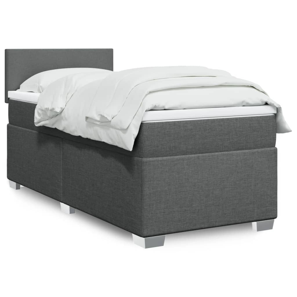 Κρεβάτι Boxspring με Στρώμα Σκούρο Γκρι 80x200 εκ. Υφασμάτινο