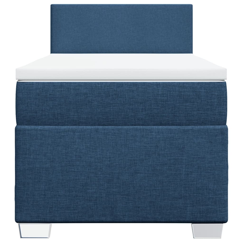 Κρεβάτι Boxspring με Στρώμα Μπλε 80x200 εκ. Υφασμάτινο - Pakobazaar