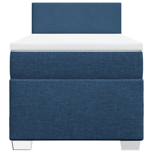 Κρεβάτι Boxspring με Στρώμα Μπλε 80x200 εκ. Υφασμάτινο - Pakobazaar