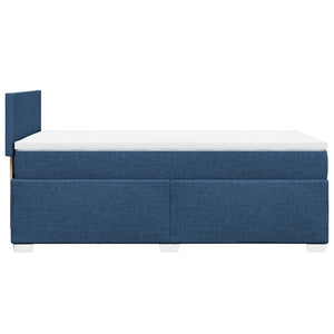 Κρεβάτι Boxspring με Στρώμα Μπλε 80x200 εκ. Υφασμάτινο - Pakobazaar