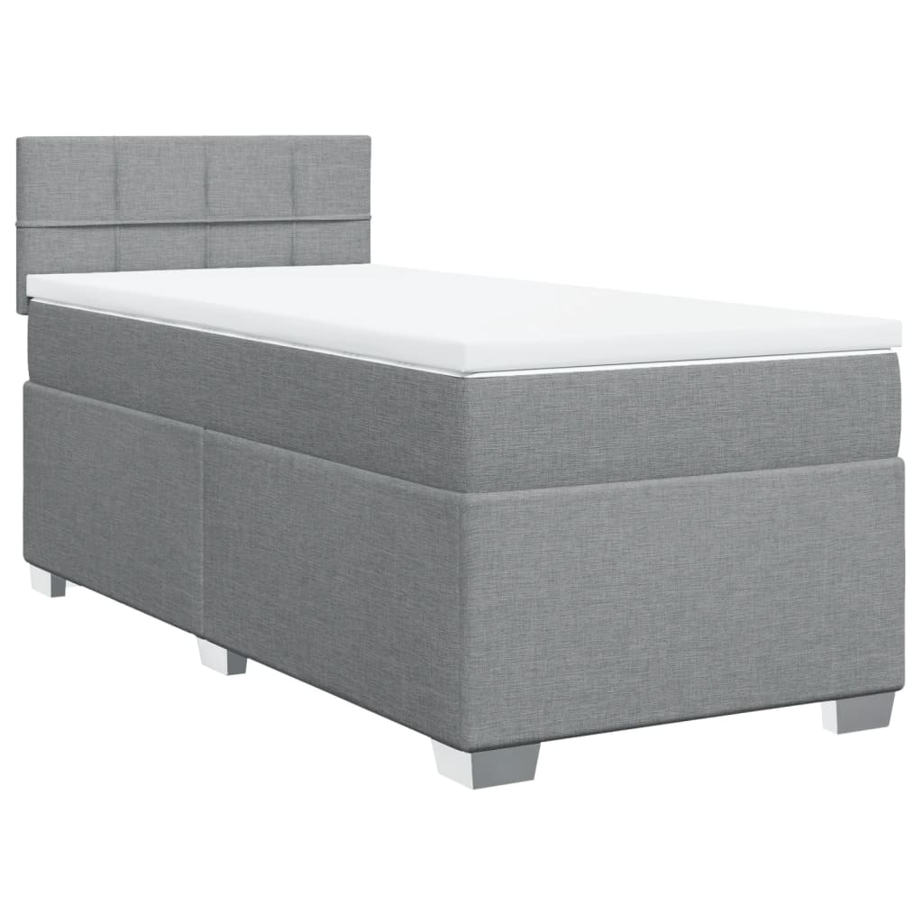 Κρεβάτι Boxspring με Στρώμα Ανοιχτό Γκρι 80x200 εκ. Υφασμάτινο - Pakobazaar