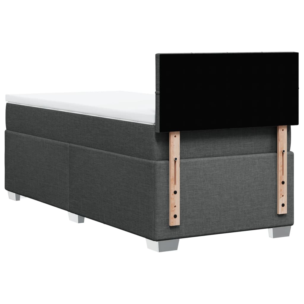 Κρεβάτι Boxspring με Στρώμα Σκούρο Γκρι 80x200 εκ. Υφασμάτινο - Pakobazaar