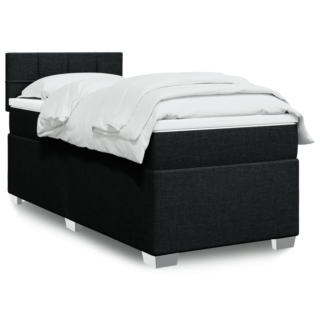 Κρεβάτι Boxspring με Στρώμα Μαύρο 80 x 200 εκ. Υφασμάτινο - Pakobazaar