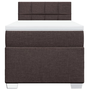 Κρεβάτι Boxspring με Στρώμα Σκούρο Καφέ 80x200 εκ. Υφασμάτινο