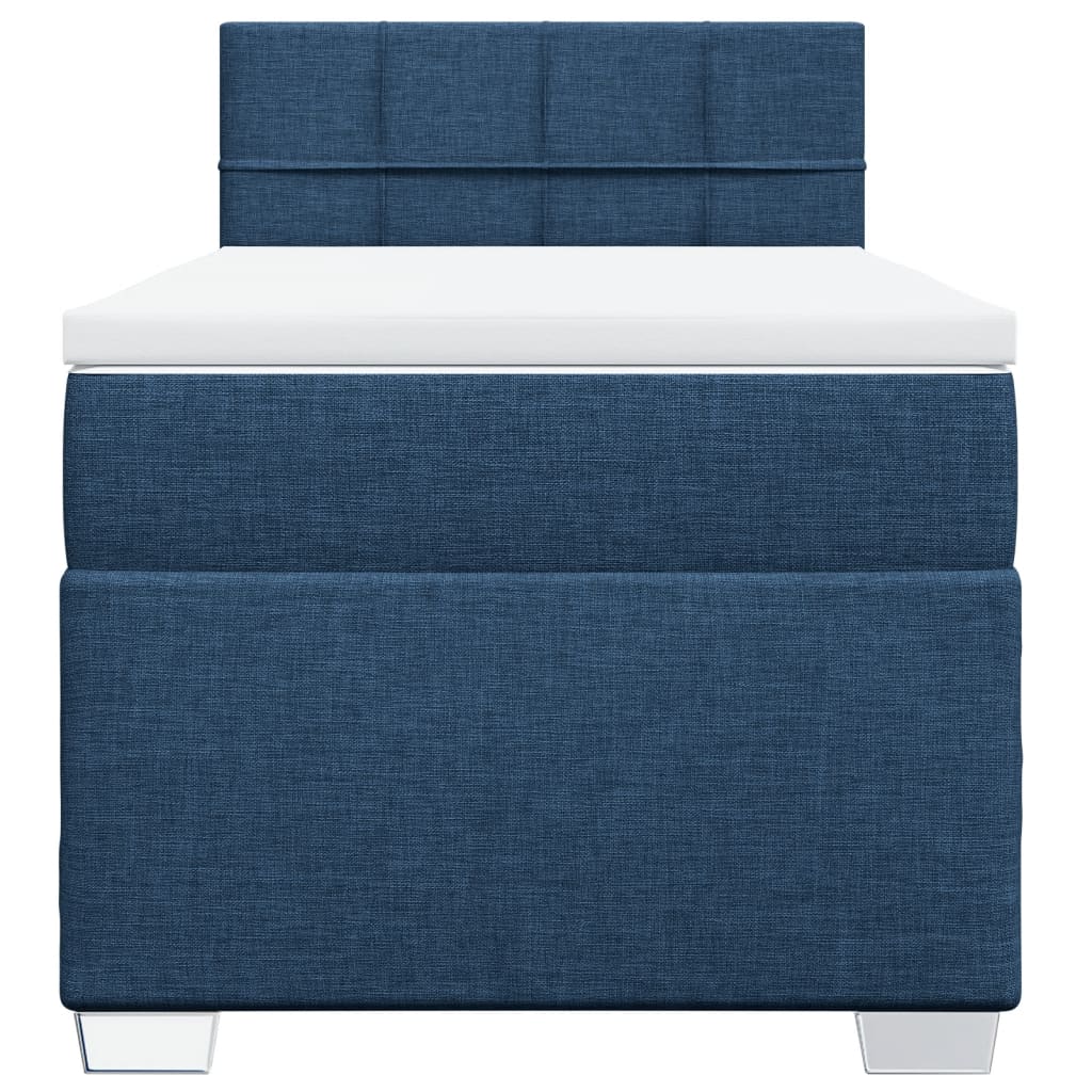 Κρεβάτι Boxspring με Στρώμα Μπλε 80x200 εκ. Υφασμάτινο