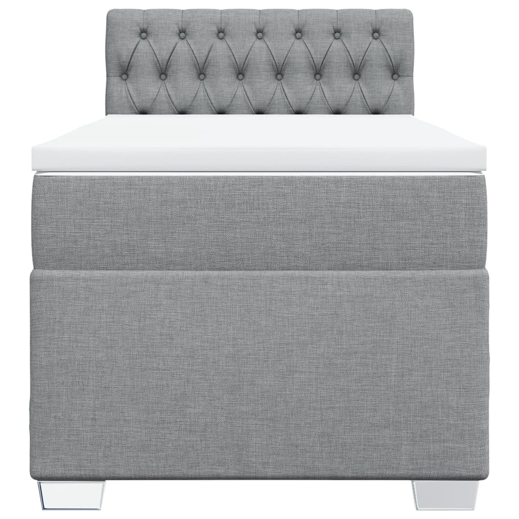 Κρεβάτι Boxspring με Στρώμα Ανοιχτό Γκρι 80x200 εκ. Υφασμάτινο - Pakobazaar