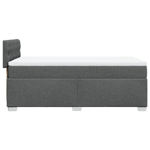 Κρεβάτι Boxspring με Στρώμα Σκούρο Γκρι 80x200 εκ. Υφασμάτινο - Pakobazaar