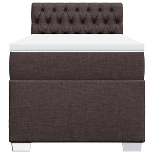 Κρεβάτι Boxspring με Στρώμα Σκούρο Καφέ 80x200 εκ. Υφασμάτινο - Pakobazaar