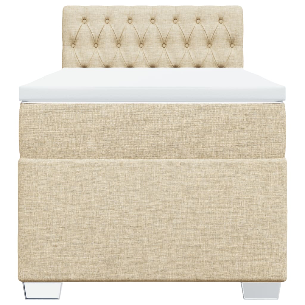 Κρεβάτι Boxspring με Στρώμα Κρεμ 80 x 200 εκ. Υφασμάτινο - Pakobazaar