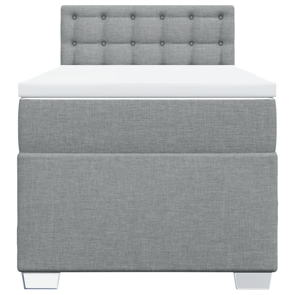 Κρεβάτι Boxspring με Στρώμα Ανοιχτό Γκρι 80x200 εκ. Υφασμάτινο - Pakobazaar