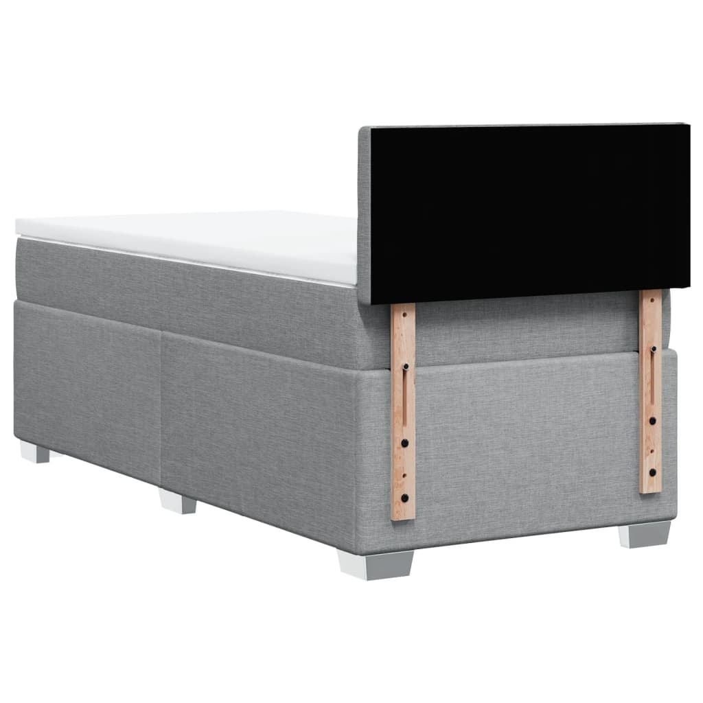 Κρεβάτι Boxspring με Στρώμα Ανοιχτό Γκρι 80x200 εκ. Υφασμάτινο - Pakobazaar