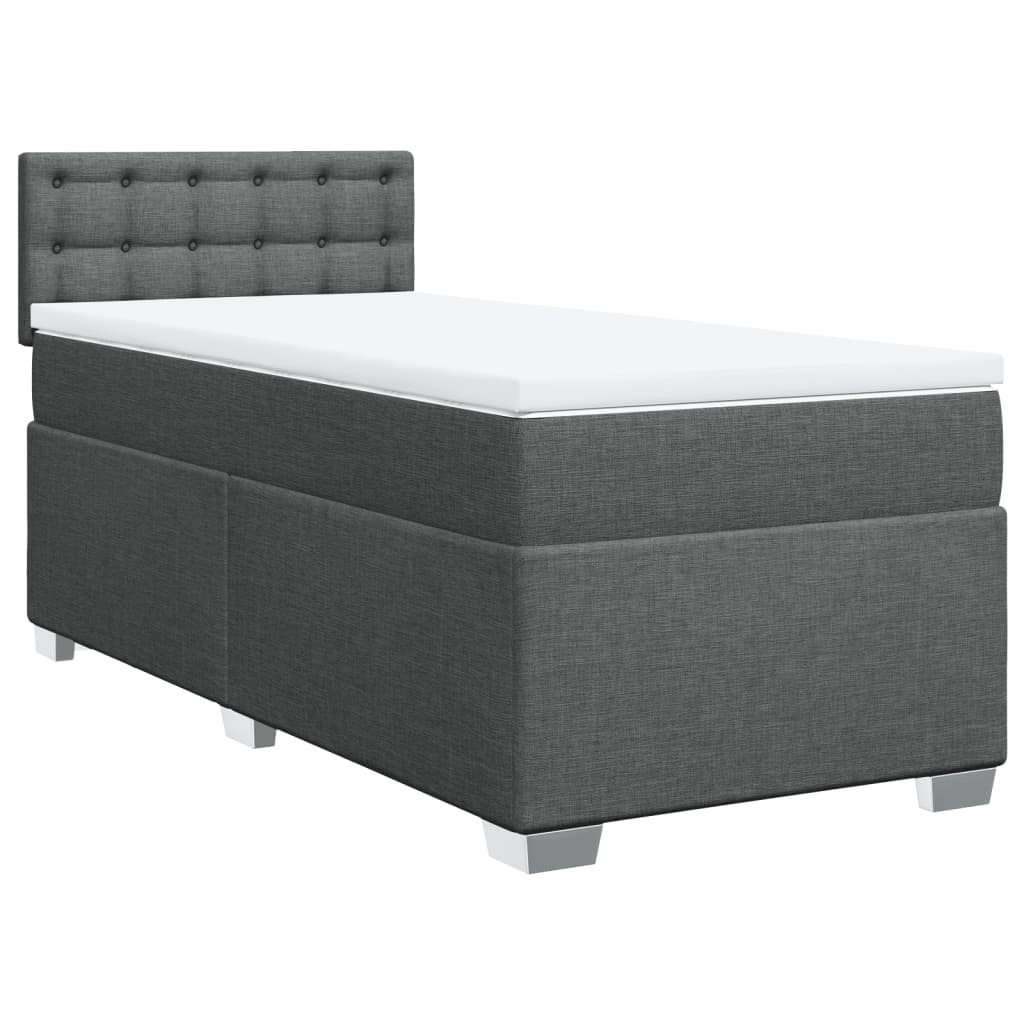 Κρεβάτι Boxspring με Στρώμα Σκούρο Γκρι 80x200 εκ. Υφασμάτινο - Pakobazaar