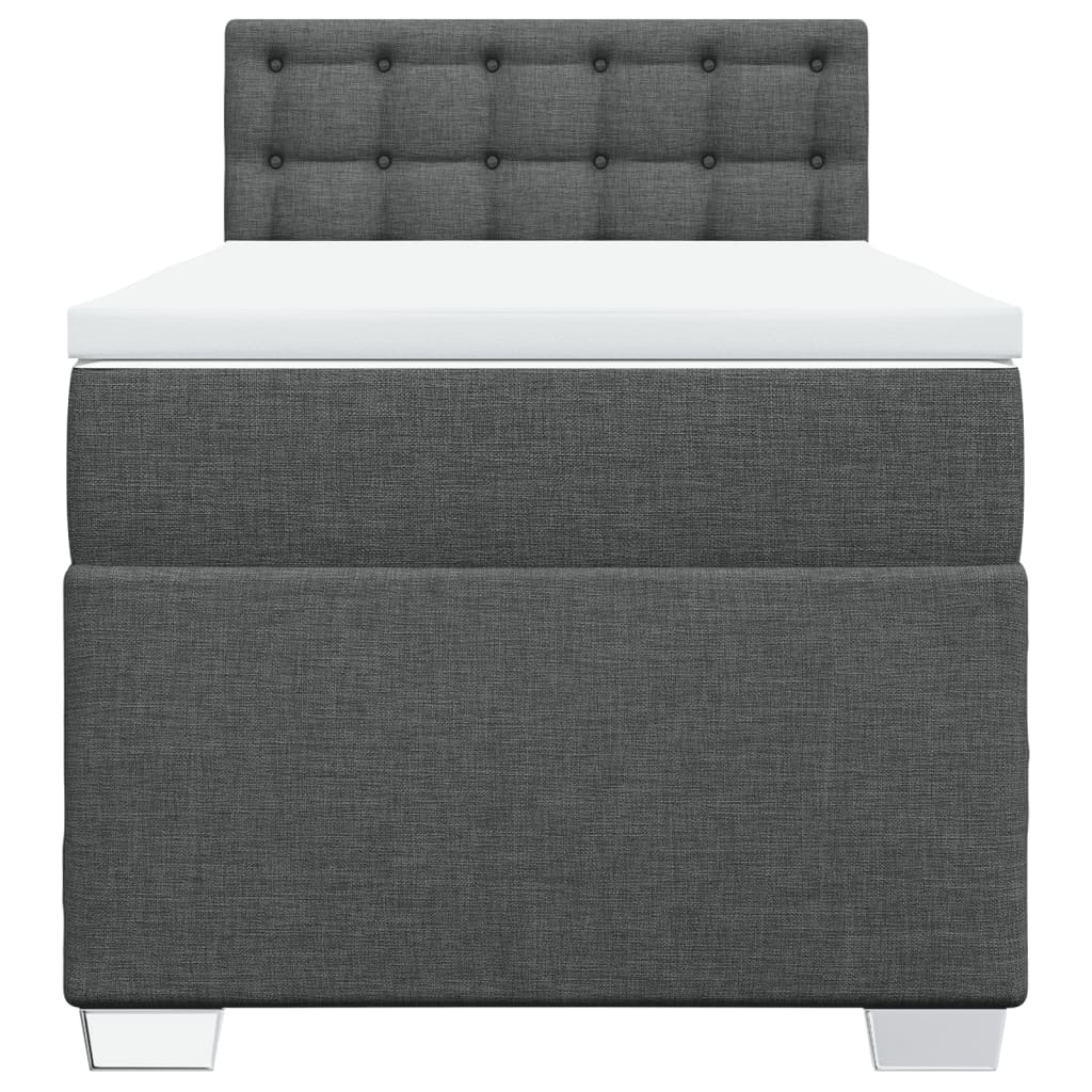 Κρεβάτι Boxspring με Στρώμα Σκούρο Γκρι 80x200 εκ. Υφασμάτινο - Pakobazaar