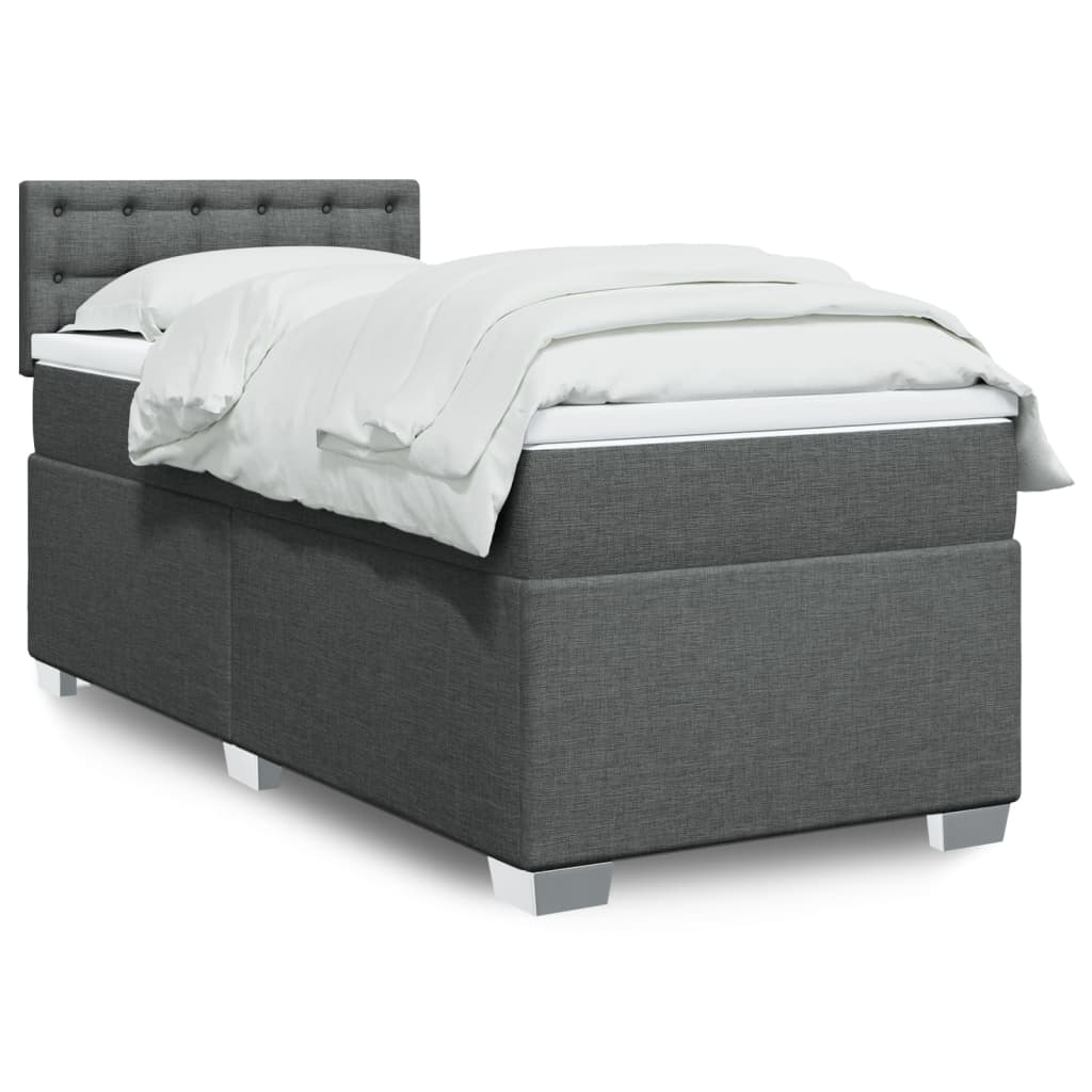Κρεβάτι Boxspring με Στρώμα Σκούρο Γκρι 80x200 εκ. Υφασμάτινο - Pakobazaar