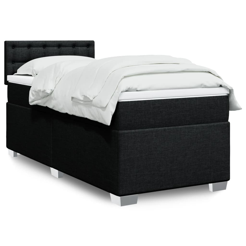 Κρεβάτι Boxspring με Στρώμα Μαύρο 80 x 200 εκ. Υφασμάτινο - Pakobazaar