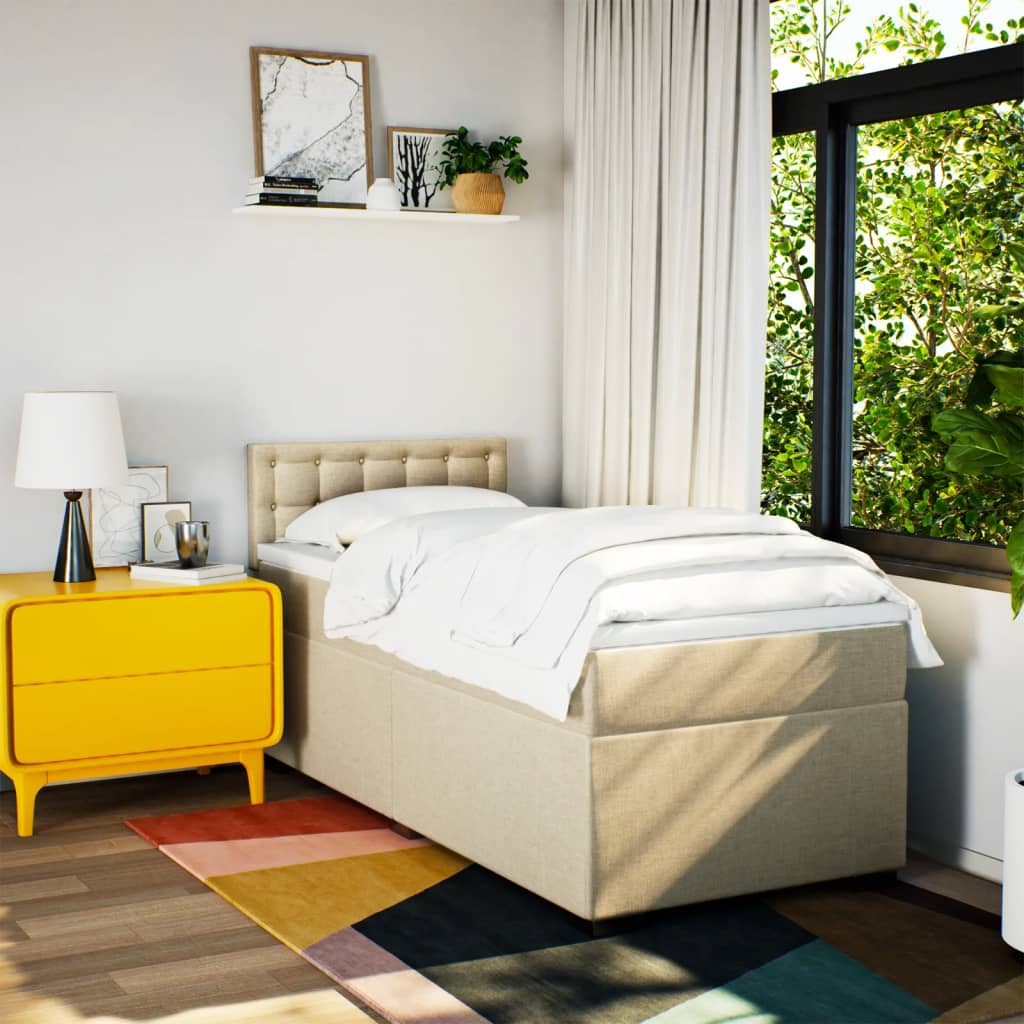 Κρεβάτι Boxspring με Στρώμα Κρεμ 80 x 200 εκ. Υφασμάτινο