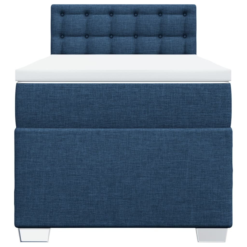 Κρεβάτι Boxspring με Στρώμα Μπλε 80x200 εκ. Υφασμάτινο