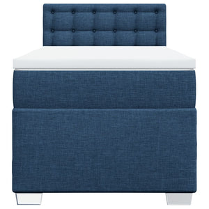 Κρεβάτι Boxspring με Στρώμα Μπλε 80x200 εκ. Υφασμάτινο