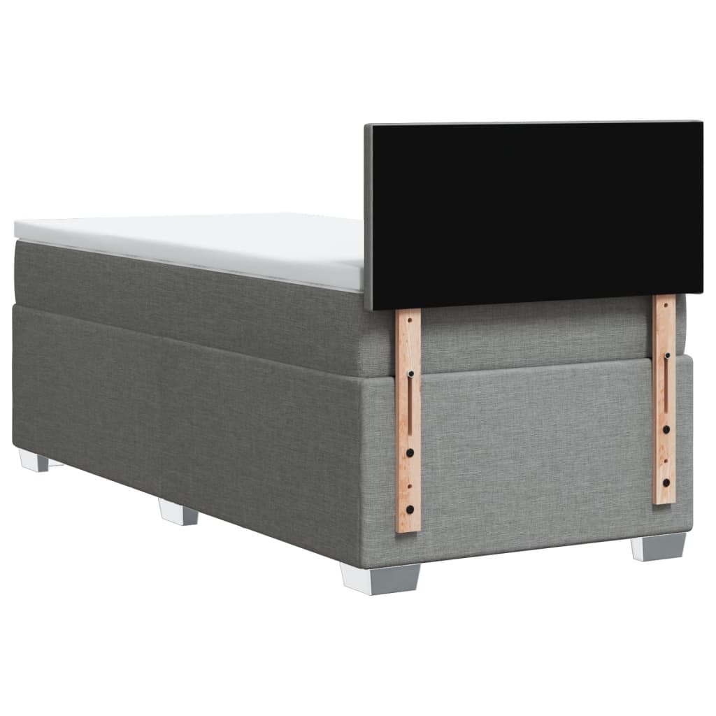 Κρεβάτι Boxspring με Στρώμα Ανοιχτό Γκρι 90x190 εκ. Υφασμάτινο - Pakobazaar