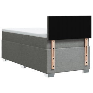 Κρεβάτι Boxspring με Στρώμα Ανοιχτό Γκρι 90x190 εκ. Υφασμάτινο - Pakobazaar