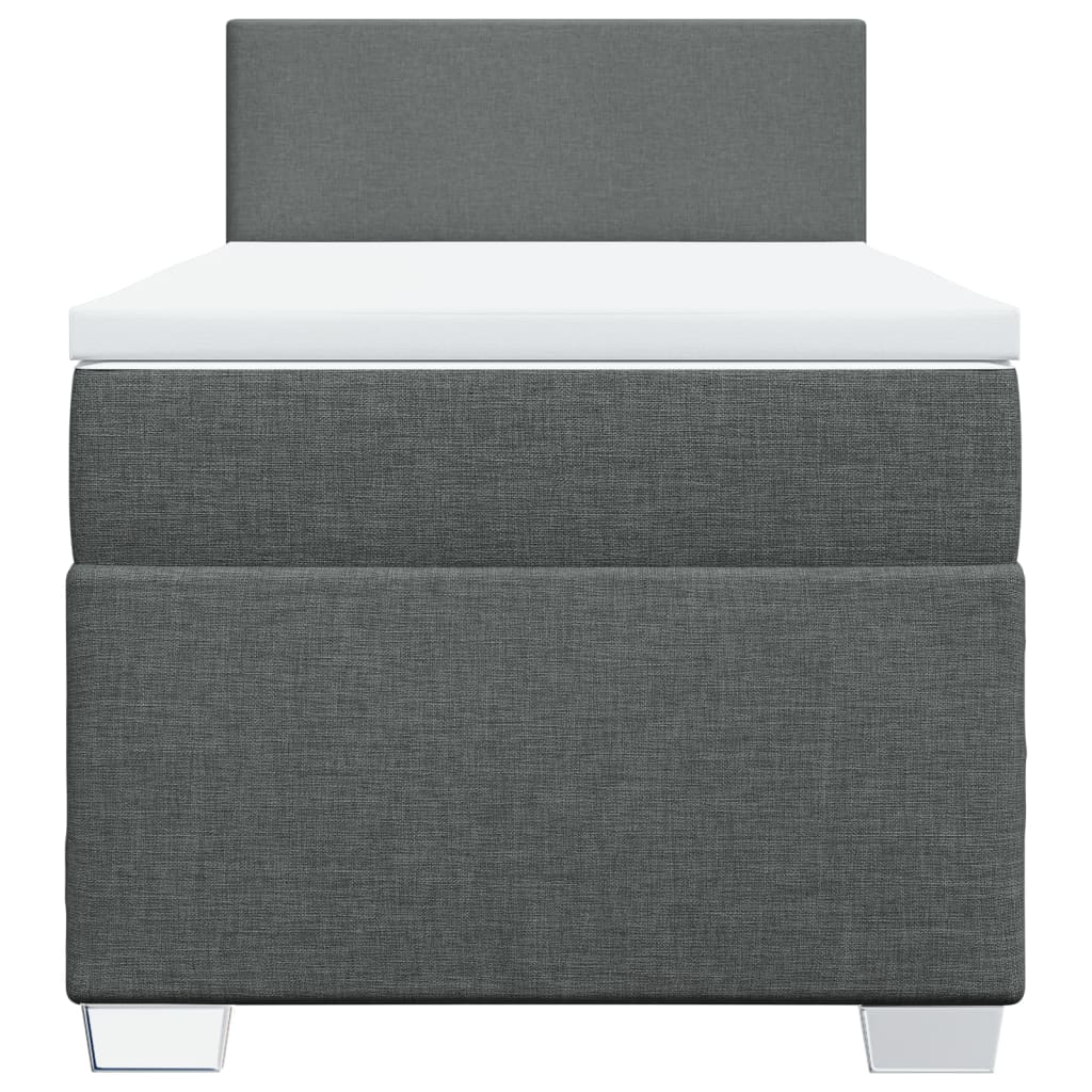 Κρεβάτι Boxspring με Στρώμα Σκούρο Γκρι 90x190 εκ. Υφασμάτινο - Pakobazaar
