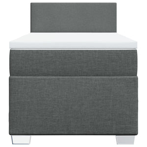 Κρεβάτι Boxspring με Στρώμα Σκούρο Γκρι 90x190 εκ. Υφασμάτινο - Pakobazaar