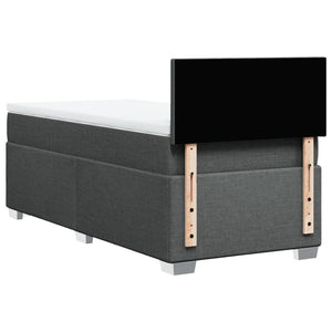 Κρεβάτι Boxspring με Στρώμα Σκούρο Γκρι 90x190 εκ. Υφασμάτινο - Pakobazaar