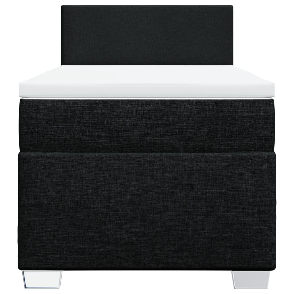 Κρεβάτι Boxspring με Στρώμα Μαύρο 90x190 εκ.Υφασμάτινο - Pakobazaar