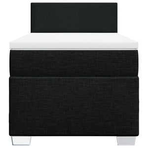 Κρεβάτι Boxspring με Στρώμα Μαύρο 90x190 εκ.Υφασμάτινο - Pakobazaar