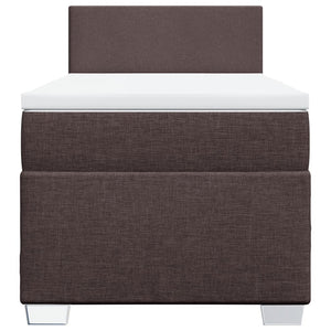 Κρεβάτι Boxspring με Στρώμα Σκούρο Καφέ 90x190 εκ. Υφασμάτινο