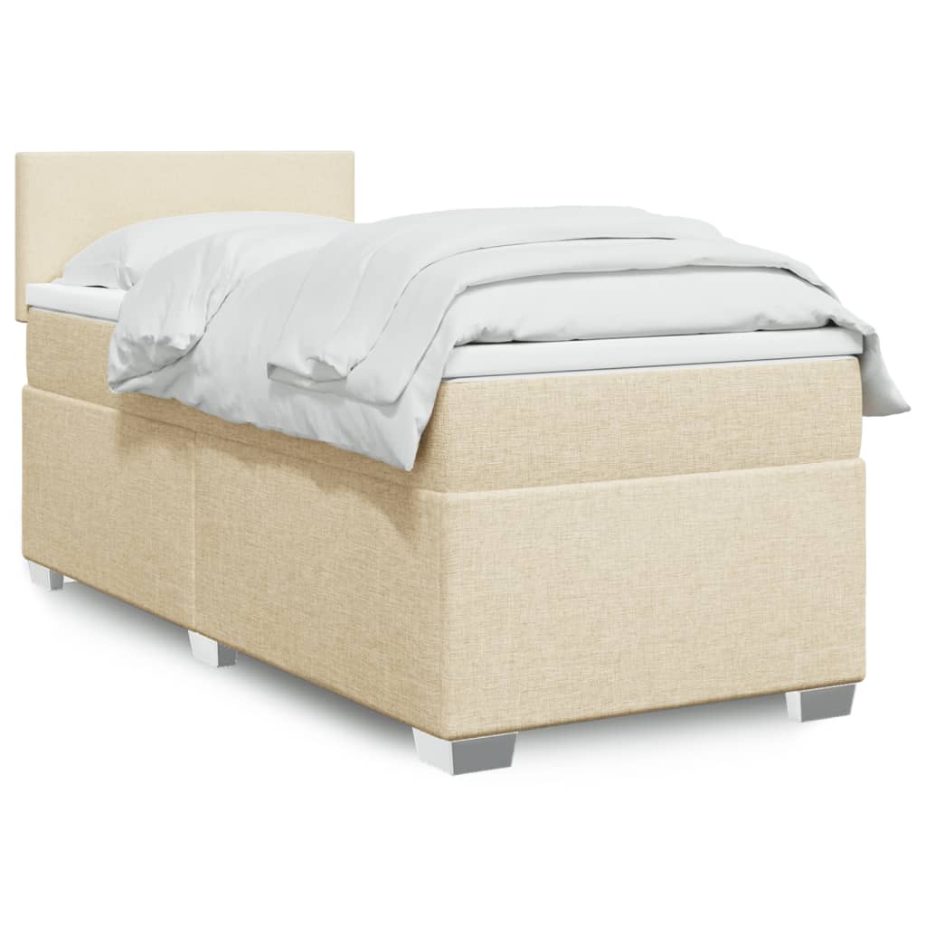 Κρεβάτι Boxspring με Στρώμα Κρεμ 90x190 εκ.Υφασμάτινο