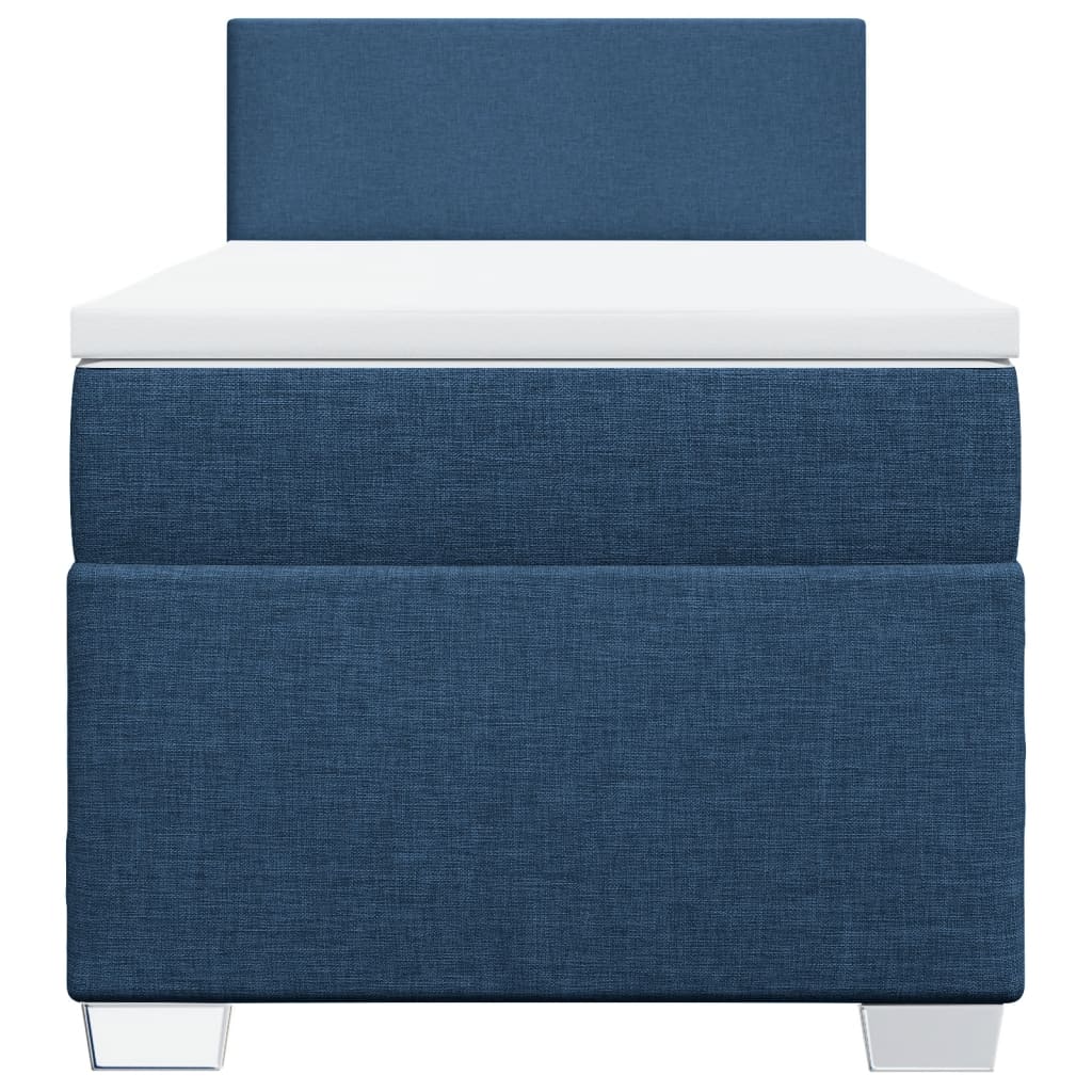 Κρεβάτι Boxspring με Στρώμα Μπλε 90x190 εκ.Υφασμάτινο