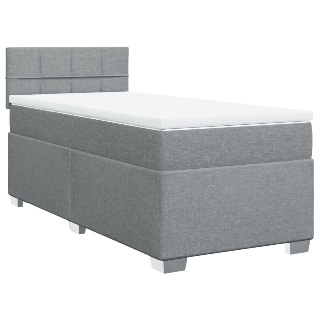 Κρεβάτι Boxspring με Στρώμα Ανοιχτό Γκρι 90x190 εκ. Υφασμάτινο - Pakobazaar