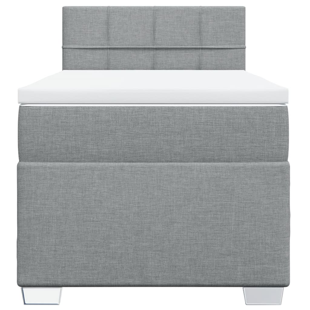 Κρεβάτι Boxspring με Στρώμα Ανοιχτό Γκρι 90x190 εκ. Υφασμάτινο - Pakobazaar
