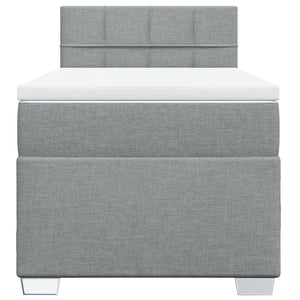 Κρεβάτι Boxspring με Στρώμα Ανοιχτό Γκρι 90x190 εκ. Υφασμάτινο - Pakobazaar