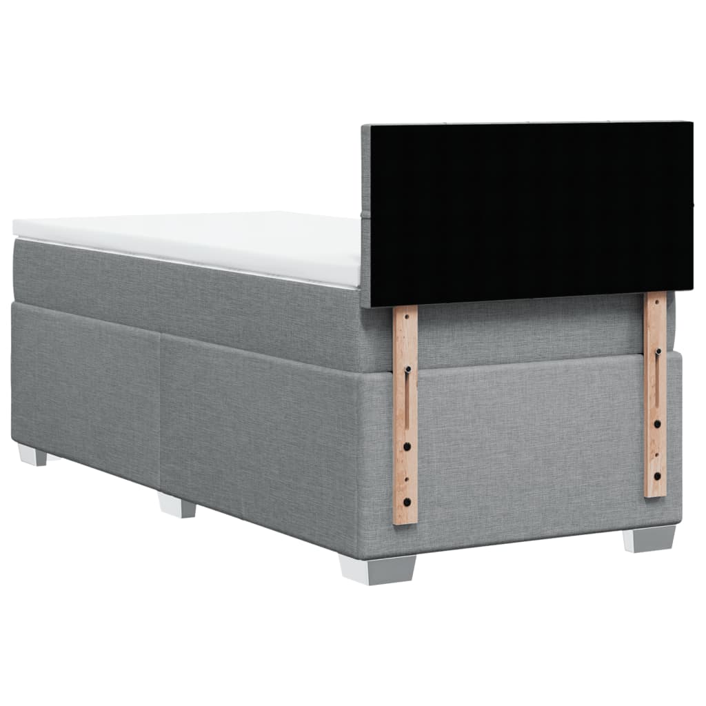 Κρεβάτι Boxspring με Στρώμα Ανοιχτό Γκρι 90x190 εκ. Υφασμάτινο - Pakobazaar
